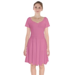 Color Pale Violet Red Short Sleeve Bardot Dress