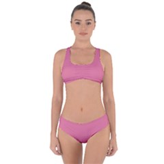 Color Pale Violet Red Criss Cross Bikini Set