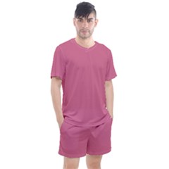 Color Pale Violet Red Men s Mesh Tee and Shorts Set