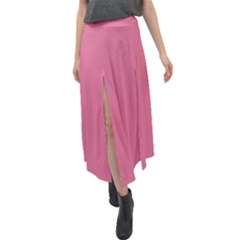 Color Pale Violet Red Velour Split Maxi Skirt