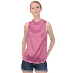 Color Pale Violet Red High Neck Satin Top