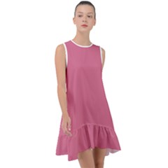 Color Pale Violet Red Frill Swing Dress