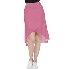 Color Pale Violet Red Frill Hi Low Chiffon Skirt