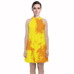 Textureorangejaune Velvet Halter Neckline Dress  by kcreatif