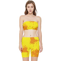 Textureorangejaune Stretch Shorts And Tube Top Set