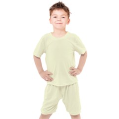 Color Light Goldenrod Yellow Kids  Tee And Shorts Set by Kultjers