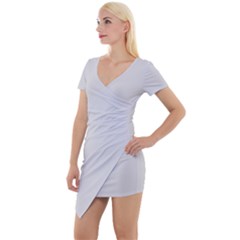 Color Gainsboro Short Sleeve Asymmetric Mini Dress by Kultjers