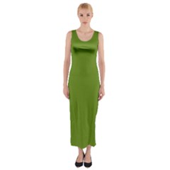 Color Olive Drab Fitted Maxi Dress