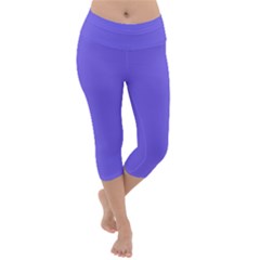 Color Medium Slate Blue Lightweight Velour Capri Yoga Leggings