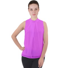 Color Ultra Pink Mock Neck Chiffon Sleeveless Top