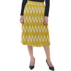 Chevroncolorsblancjaune76 Classic Velour Midi Skirt 