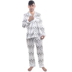 Chevrons Gris/blanc Men s Long Sleeve Satin Pajamas Set by kcreatif