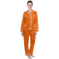 Color Pumpkin Satin Long Sleeve Pajamas Set