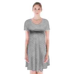 Denimeffetcolorgris65 Short Sleeve V-neck Flare Dress