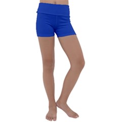 Color Egyptian Blue Kids  Lightweight Velour Yoga Shorts by Kultjers
