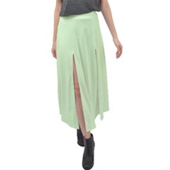 Color Tea Green Velour Split Maxi Skirt