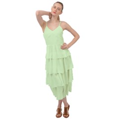 Color Tea Green Layered Bottom Dress