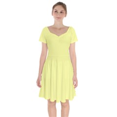 Color Canary Yellow Short Sleeve Bardot Dress by Kultjers
