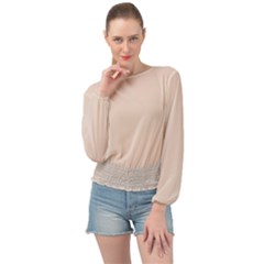 Color Champagne Pink Banded Bottom Chiffon Top by Kultjers