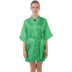 Color Paris Green Half Sleeve Satin Kimono  by Kultjers