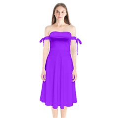 Color Electric Violet Shoulder Tie Bardot Midi Dress