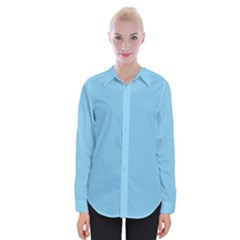Color Baby Blue Womens Long Sleeve Shirt