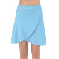 Color Baby Blue Wrap Front Skirt