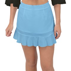 Color Baby Blue Fishtail Mini Chiffon Skirt