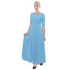 Color Baby Blue Half Sleeves Maxi Dress