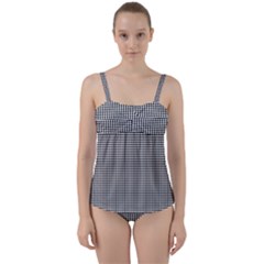 White Dots On Black Twist Front Tankini Set by JustToWear