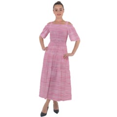 Pink Knitted Pattern Shoulder Straps Boho Maxi Dress  by goljakoff