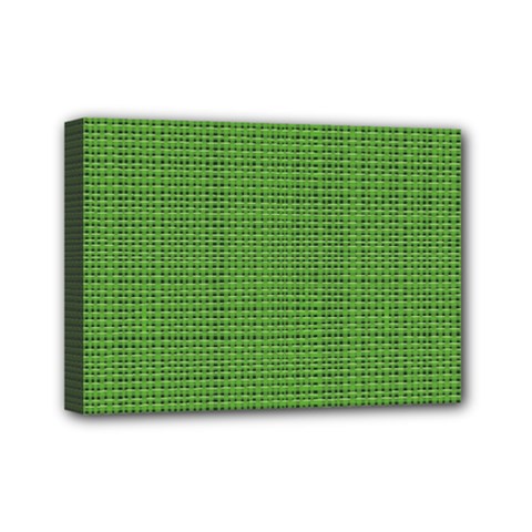 Green Knitted Pattern Mini Canvas 7  X 5  (stretched) by goljakoff