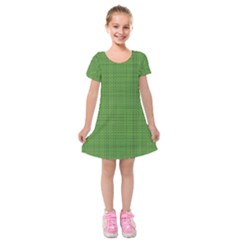 Green Knitted Pattern Kids  Short Sleeve Velvet Dress by goljakoff