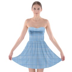 Blue Knitted Pattern Strapless Bra Top Dress by goljakoff