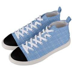 Blue Knitted Pattern Men s Mid-top Canvas Sneakers by goljakoff