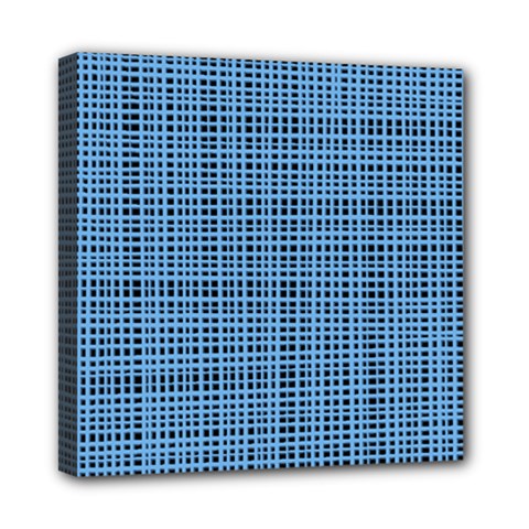 Blue Knitted Pattern Mini Canvas 8  X 8  (stretched) by goljakoff