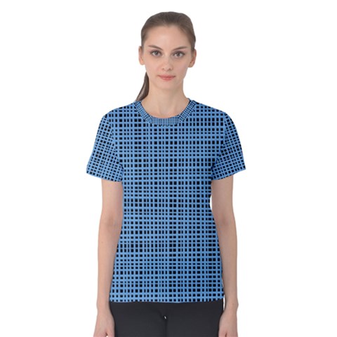 Blue Knitted Pattern Women s Cotton Tee by goljakoff