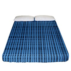 Blue Knitted Pattern Fitted Sheet (queen Size) by goljakoff