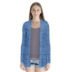 Blue Knitted Pattern Drape Collar Cardigan by goljakoff