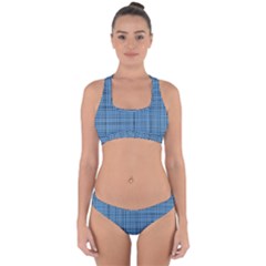Blue Knitted Pattern Cross Back Hipster Bikini Set by goljakoff