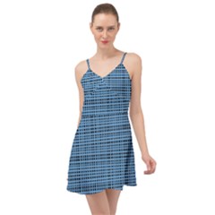 Blue Knitted Pattern Summer Time Chiffon Dress by goljakoff