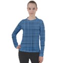 Blue knitted pattern Women s Pique Long Sleeve Tee View1