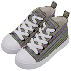 Line Knitted Pattern Kids  Mid-top Canvas Sneakers by goljakoff