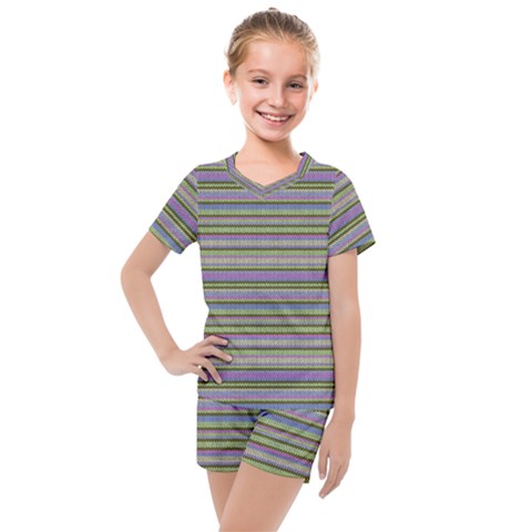 Line Knitted Pattern Kids  Mesh Tee And Shorts Set by goljakoff