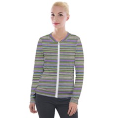 Line Knitted Pattern Velvet Zip Up Jacket by goljakoff