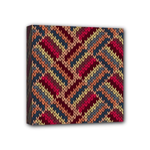 Zig Zag Knitted Pattern Mini Canvas 4  X 4  (stretched) by goljakoff