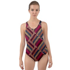Zig Zag Knitted Pattern Cut-out Back One Piece Swimsuit by goljakoff