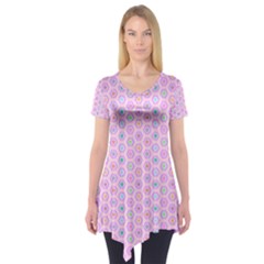 Hexagonal Pattern Unidirectional Short Sleeve Tunic 