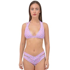 Hexagonal Pattern Unidirectional Double Strap Halter Bikini Set