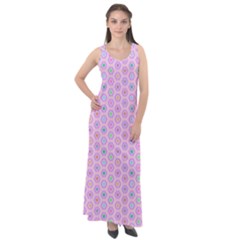 Hexagonal Pattern Unidirectional Sleeveless Velour Maxi Dress